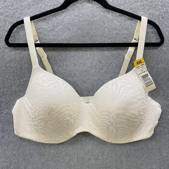Playtex Bra Womens 44C Ivory Molded Underwire Jacquard Adjustable Straps Smooth - Picture 1 of 5